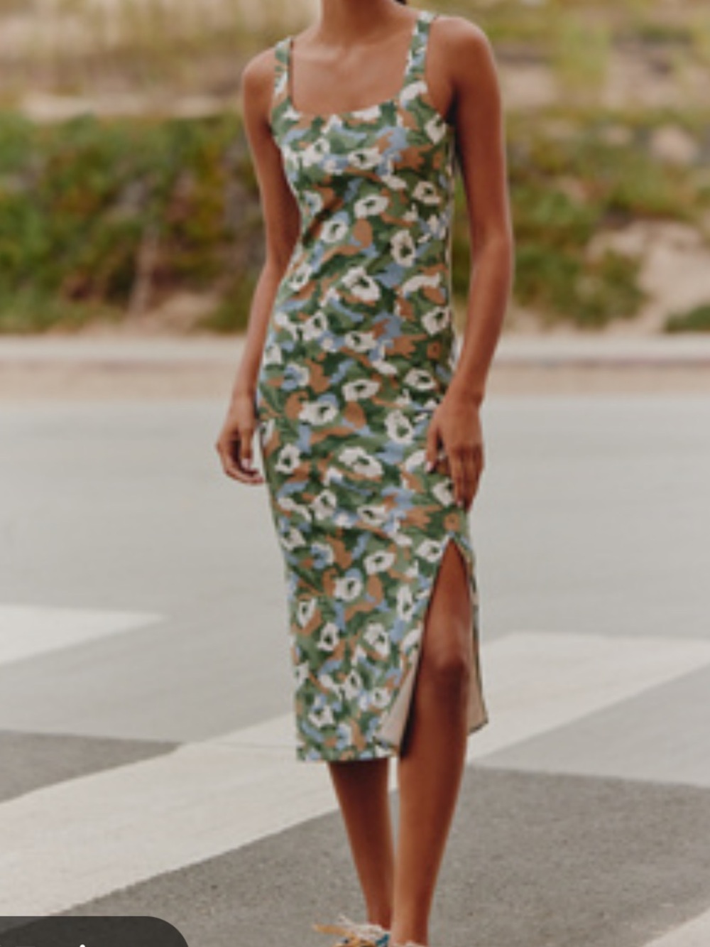 NWT Anthropologie Daily Practice floral Camo midi fitted dress